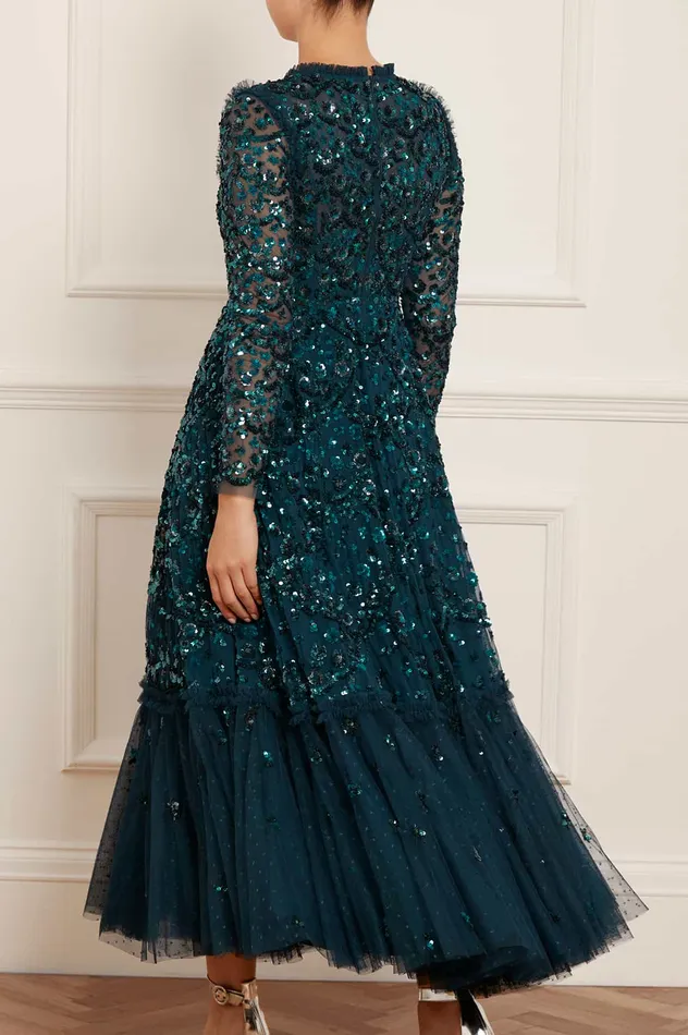 Needle and Thread Alina Sequin Ankle Gown Green Women Embellished Dresses