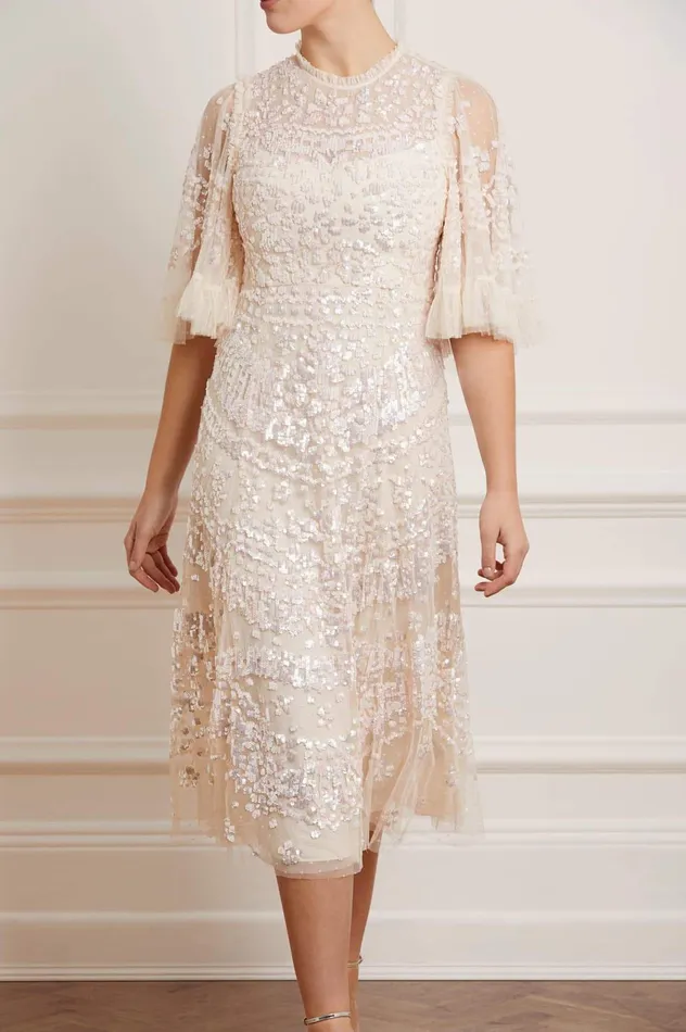Needle and Thread Anais Sequin Ballerina Dress Champagne Women Exclusives