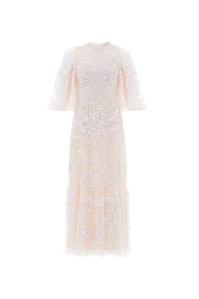 Needle and Thread Anais Sequin Ballerina Dress Champagne Women Exclusives