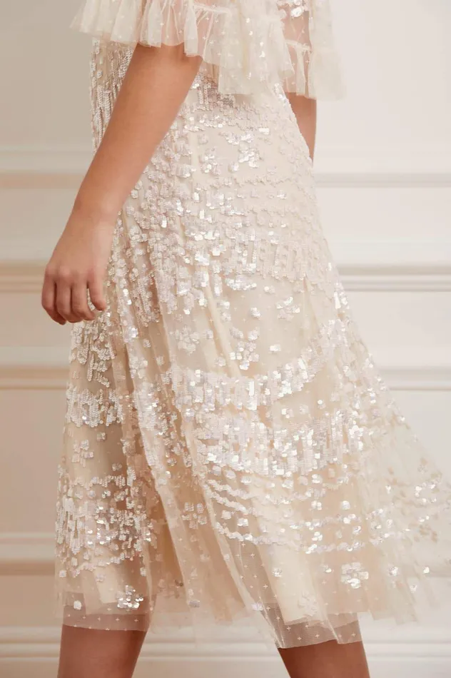 Needle and Thread Anais Sequin Ballerina Dress Champagne Women Exclusives