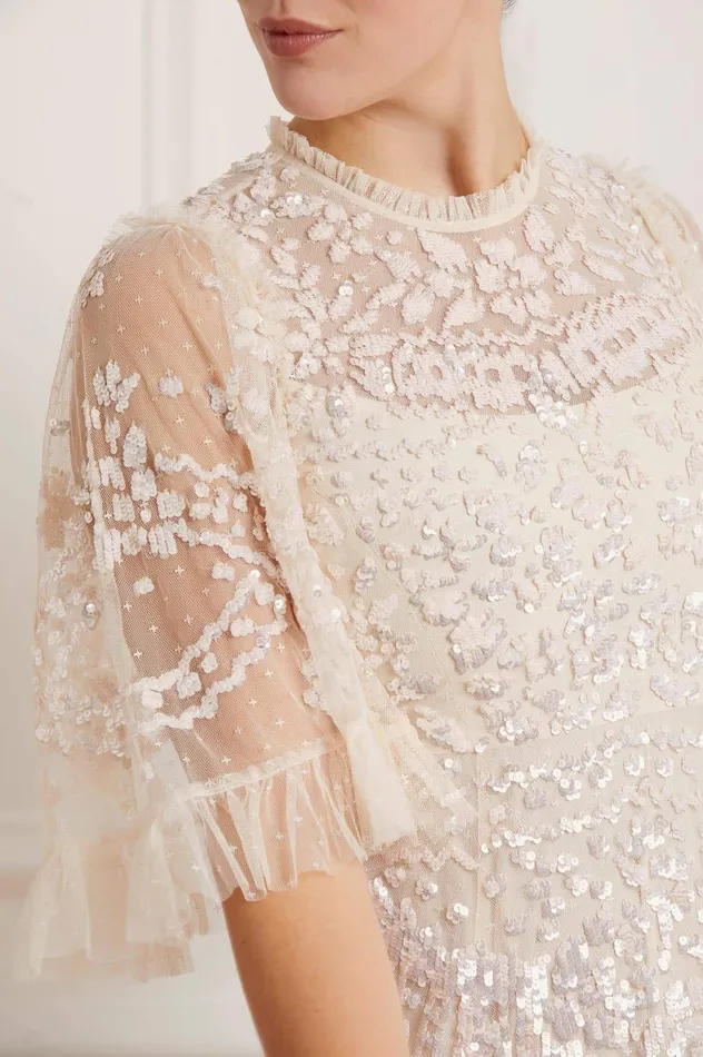 Needle and Thread Anais Sequin Ballerina Dress Champagne Women Exclusives