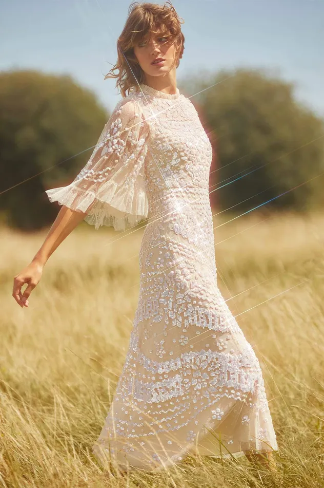 Needle and Thread Anais Sequin Ballerina Dress Champagne Women Exclusives