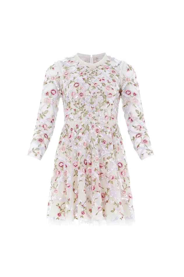 Needle and Thread Athena Rose Micro Mini Dress Champagne Women Embroidered Dresses Needle and Thread Athena Rose Micro Mini Dress Champagne Women Embroidered Dresses