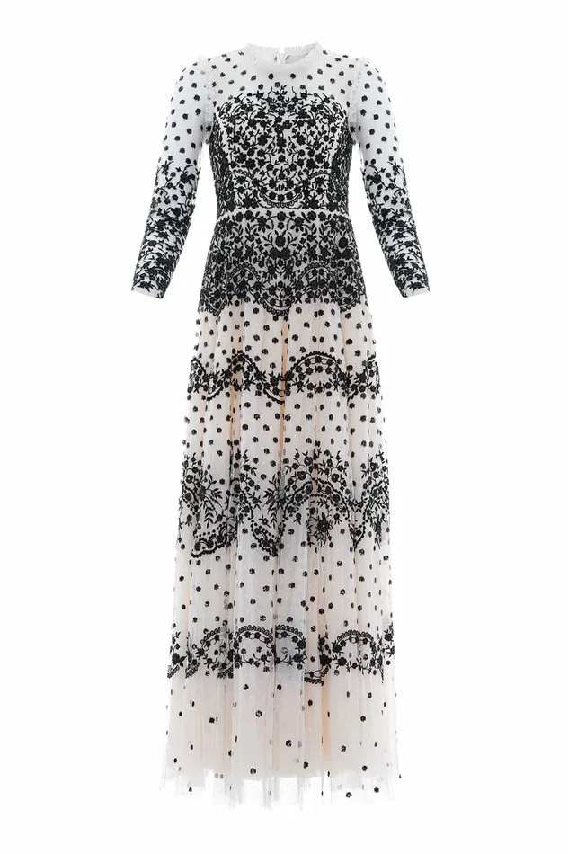 Needle and Thread Beatrice Long Sleeve Gown Champagne Women Embellished Dresses