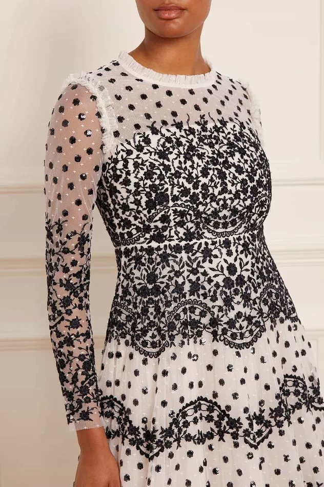 Needle and Thread Beatrice Long Sleeve Gown Champagne Women Embellished Dresses