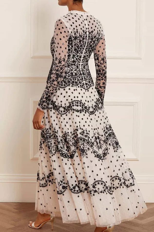 Needle and Thread Beatrice Long Sleeve Gown Champagne Women Embellished Dresses