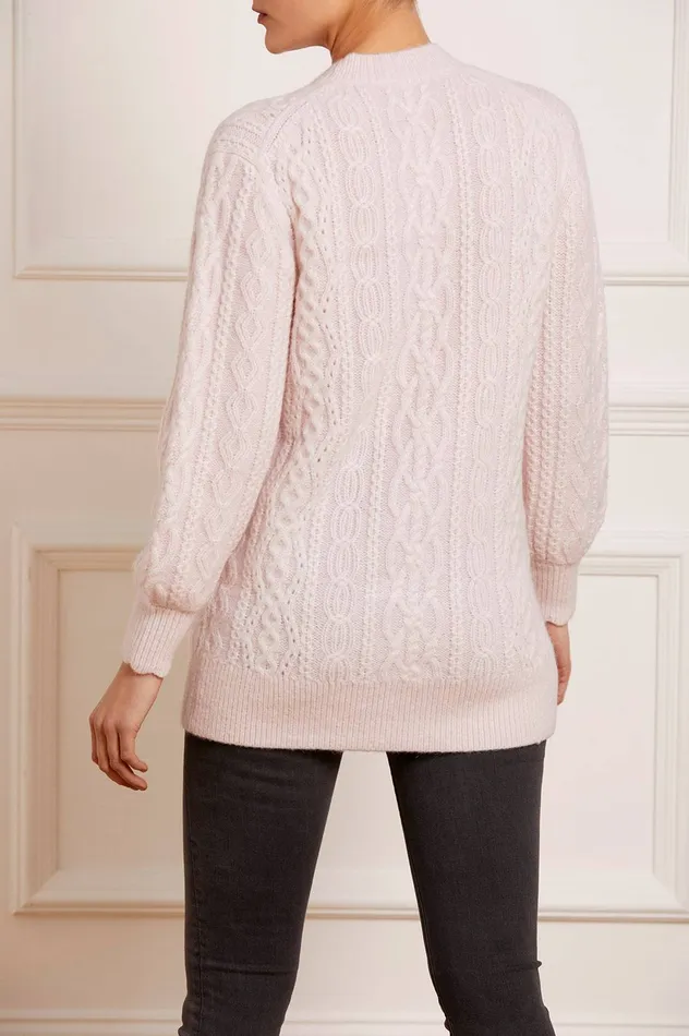 Needle and Thread Cable Jewelled Button Longline Cardigan Pink Women Exclusives