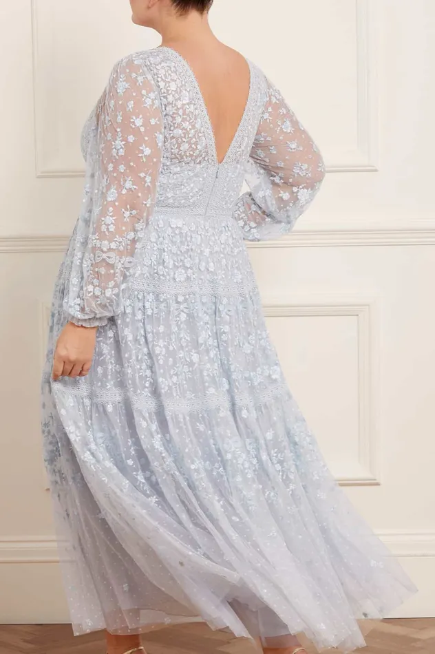Needle and Thread Celestia Ribbon Ankle Gown Blue Women Embroidered Dresses
