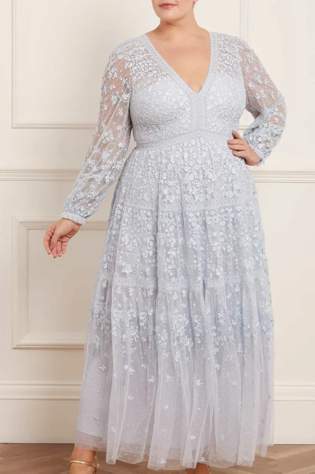Needle and Thread Celestia Ribbon Ankle Gown Blue Women Embroidered Dresses