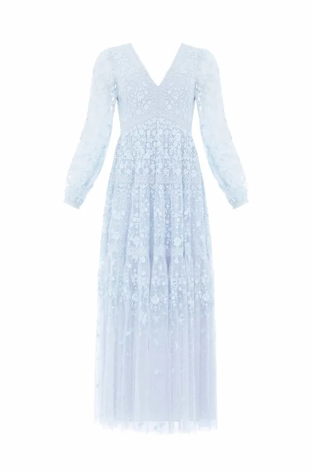 Needle and Thread Celestia Ribbon Ankle Gown Blue Women Embroidered Dresses