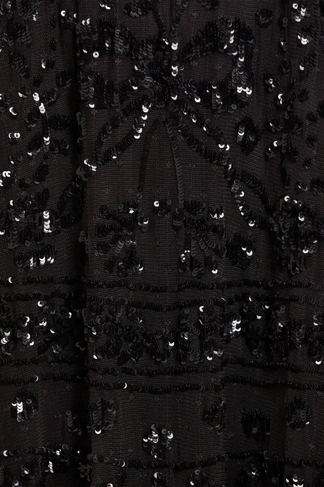 Needle and Thread Celia Long Sleeve Ankle Gown Black Women Embellished Dresses