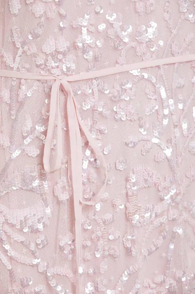 Needle and Thread Celia Long Sleeve Ankle Gown Pink Women Embellished Dresses
