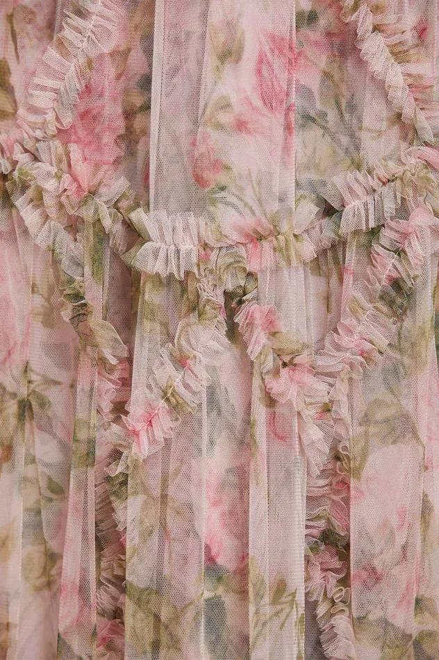 Needle and Thread English Rose Diamond Ruffle Ballerina Dress Pink Women Printed Dresses