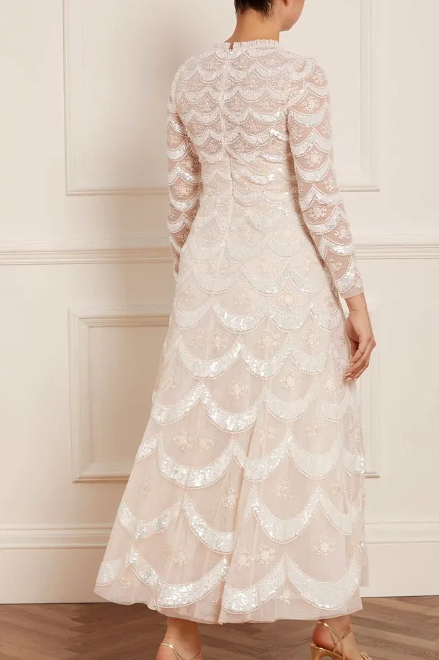 Needle and Thread Fifi Long Sleeve Ankle Gown Champagne Women Embellished Dresses