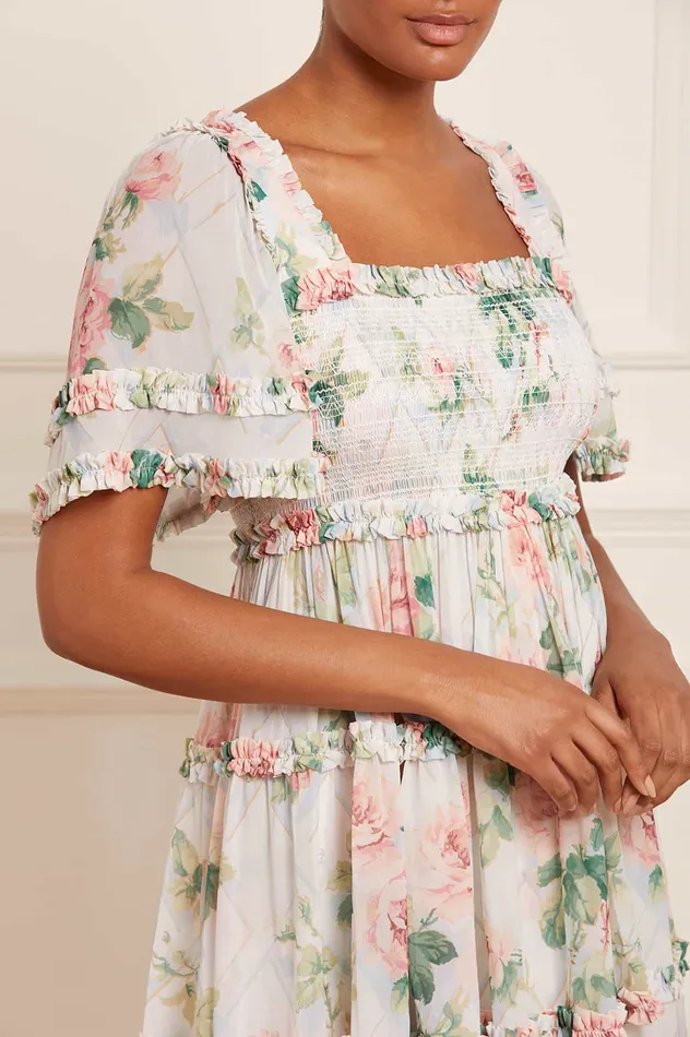 Needle and Thread Harlequin Rose Chiffon Smocked Ankle Gown Multi Women Day Dresses Needle and Thread Harlequin Rose Chiffon Smocked Ankle Gown Multi Women Day Dresses