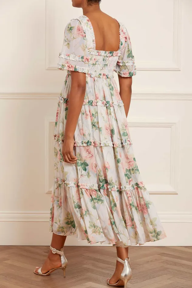 Needle and Thread Harlequin Rose Chiffon Smocked Ankle Gown Multi Women Day Dresses Needle and Thread Harlequin Rose Chiffon Smocked Ankle Gown Multi Women Day Dresses
