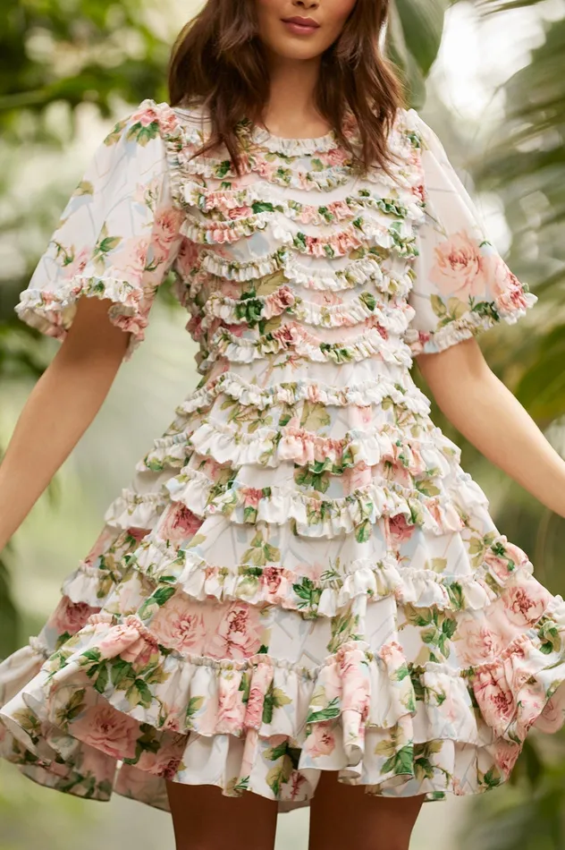 Needle and Thread Harlequin Rose Crepe Mini Dress Multi Women Printed Dresses Needle and Thread Harlequin Rose Crepe Mini Dress Multi Women Printed Dresses