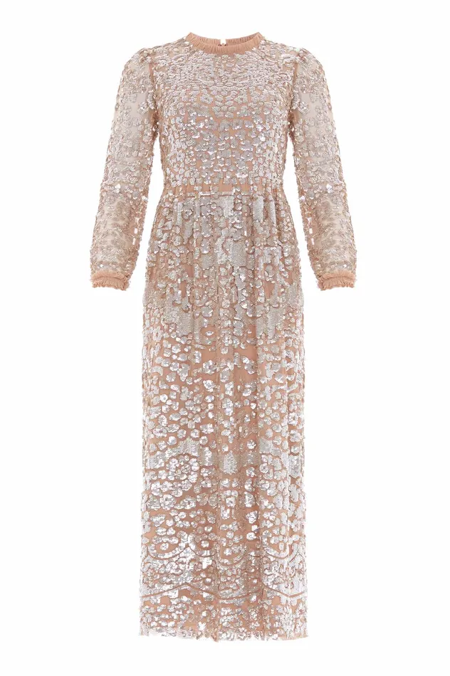 Needle and Thread Lucille Gloss Long Sleeve Ankle Gown Beige Women Embellished Dresses Needle and Thread Lucille Gloss Long Sleeve Ankle Gown Beige Women Embellished Dresses