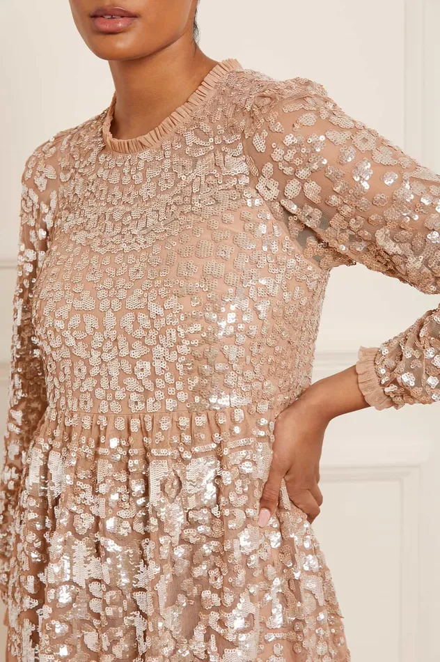 Needle and Thread Lucille Gloss Long Sleeve Ankle Gown Beige Women Embellished Dresses Needle and Thread Lucille Gloss Long Sleeve Ankle Gown Beige Women Embellished Dresses