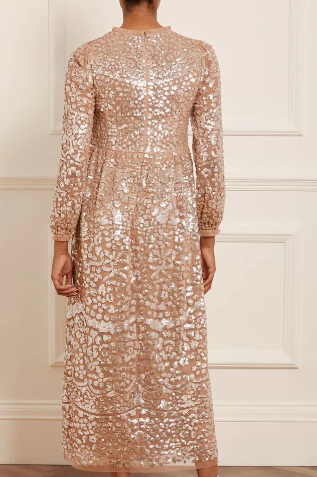 Needle and Thread Lucille Gloss Long Sleeve Ankle Gown Beige Women Embellished Dresses Needle and Thread Lucille Gloss Long Sleeve Ankle Gown Beige Women Embellished Dresses