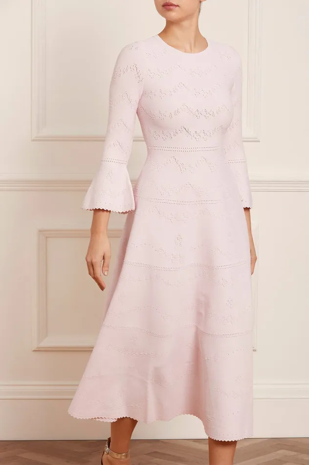 Needle and Thread Pretty Pointelle Knit Ankle Gown Pink Women Knitwear