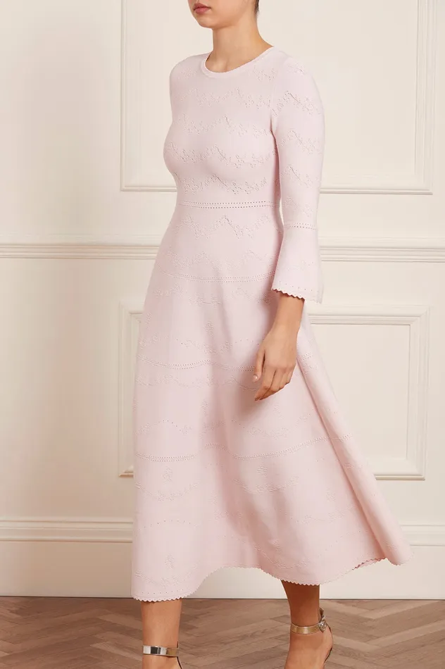 Needle and Thread Pretty Pointelle Knit Ankle Gown Pink Women Knitwear
