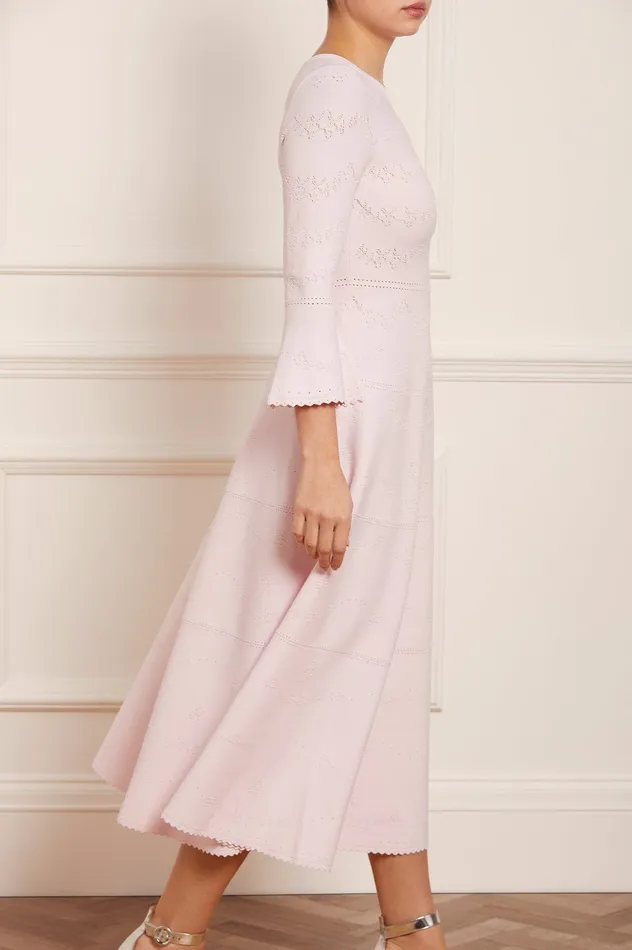 Needle and Thread Pretty Pointelle Knit Ankle Gown Pink Women Knitwear