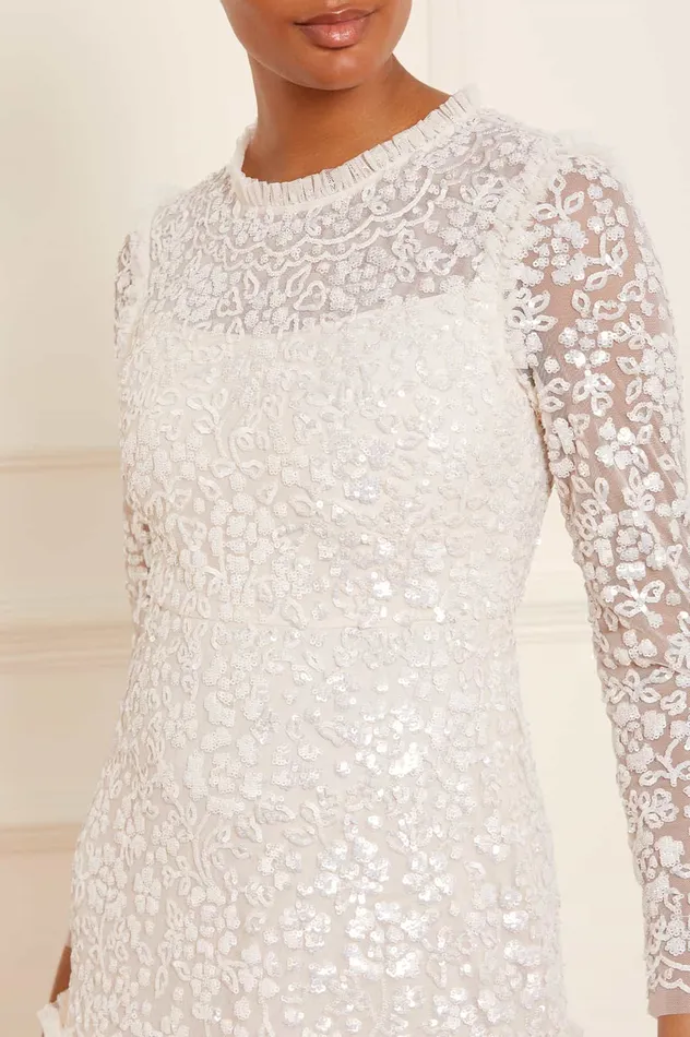 Needle and Thread Regal Rose Gloss Long Sleeve Gown Champagne Women Embellished Dresses