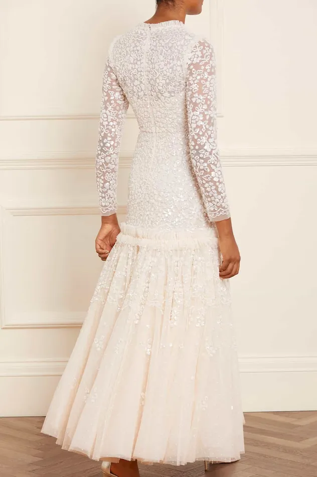 Needle and Thread Regal Rose Gloss Long Sleeve Gown Champagne Women Embellished Dresses