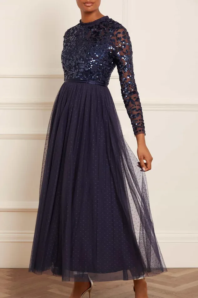 Needle and Thread Tempest Bodice Ankle Gown Blue Women Embellished Dresses