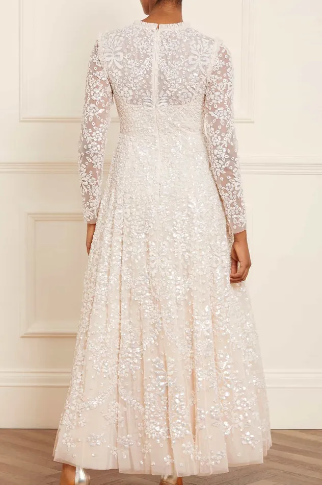 Needle and Thread Victorian Wreath Gloss Long Sleeve Gown Champagne Women Embellished Dresses