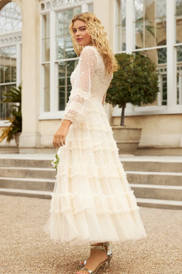 Needle and Thread Violet Shimmer Ankle Gown Champagne Women Embellished Dresses