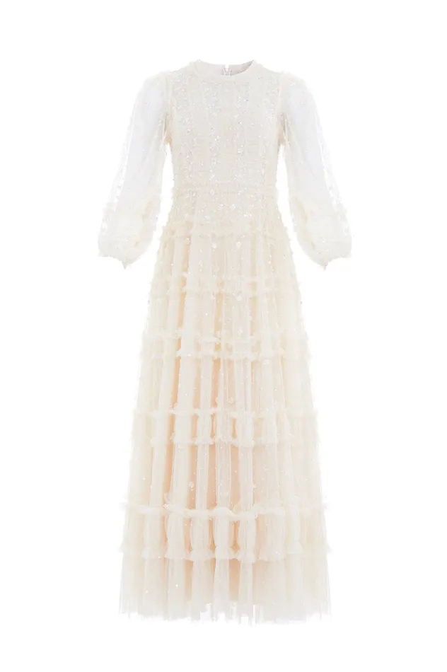 Needle and Thread Violet Shimmer Ankle Gown Champagne Women Embellished Dresses