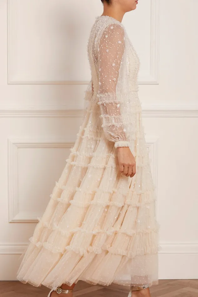 Needle and Thread Violet Shimmer Ankle Gown Champagne Women Embellished Dresses