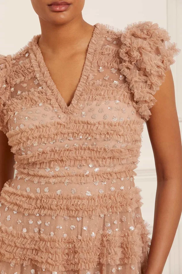 Needle and Thread Vivian VNeck Gown Beige Women Embellished Dresses Needle and Thread Vivian VNeck Gown Beige Women Embellished Dresses