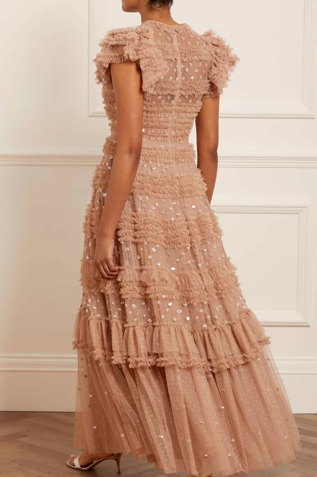 Needle and Thread Vivian VNeck Gown Beige Women Embellished Dresses Needle and Thread Vivian VNeck Gown Beige Women Embellished Dresses