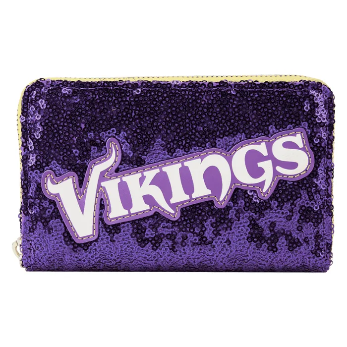 NFL Minnesota Vikings Sequin Zip Around Wallet Unisex Loungefly Bags and Wallets