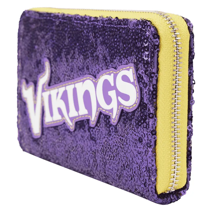 NFL Minnesota Vikings Sequin Zip Around Wallet Unisex Loungefly Bags and Wallets NFL Minnesota Vikings Sequin Zip Around Wallet Unisex Loungefly Bags and Wallets