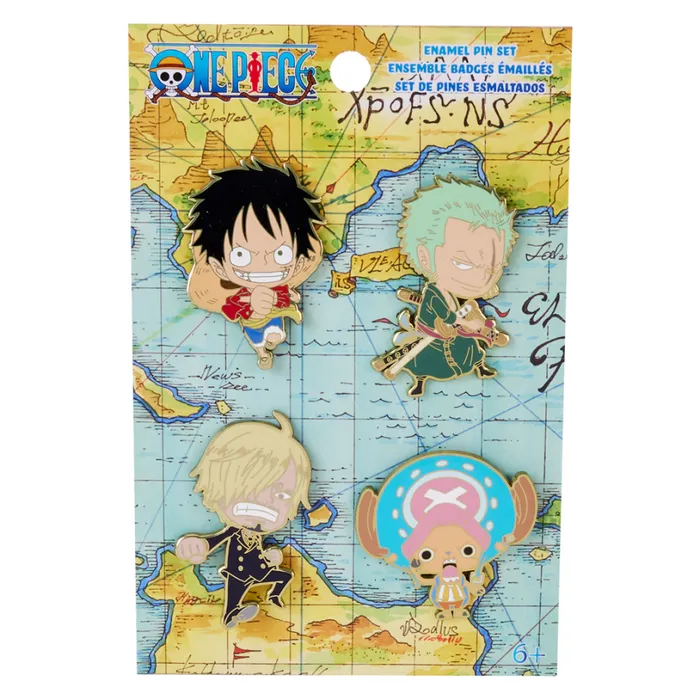 One Piece 25th Anniversary Chibi 4Piece Pin Set Unisex Loungefly Enamel Pins