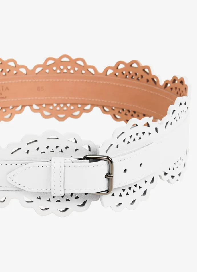Optic White Bustier Belt In Vienne Wave Calfskin Women Alaa Corset Belts Optic White Bustier Belt In Vienne Wave Calfskin Women Alaa Corset Belts