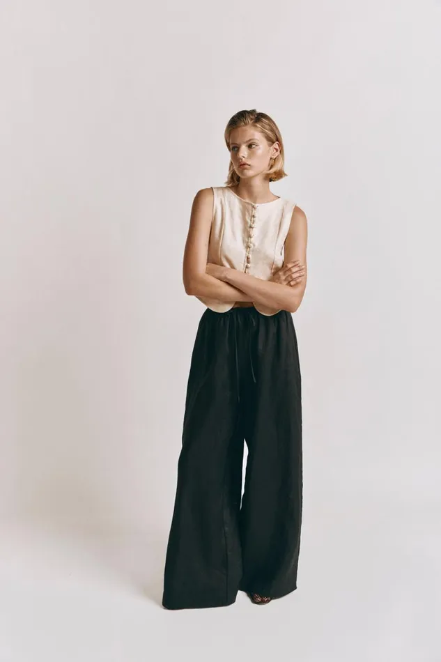 Pants Women VRG GRL Raya Linen Pants Black Pants Women VRG GRL Raya Linen Pants Black
