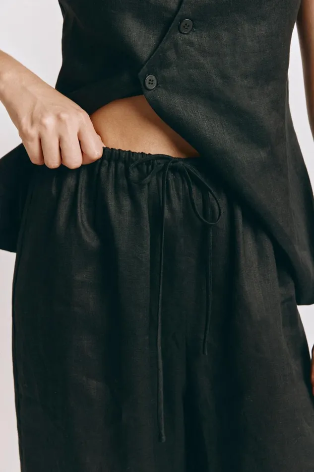 Pants Women VRG GRL Raya Linen Pants Black Pants Women VRG GRL Raya Linen Pants Black