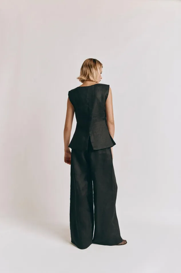 Pants Women VRG GRL Raya Linen Pants Black Pants Women VRG GRL Raya Linen Pants Black