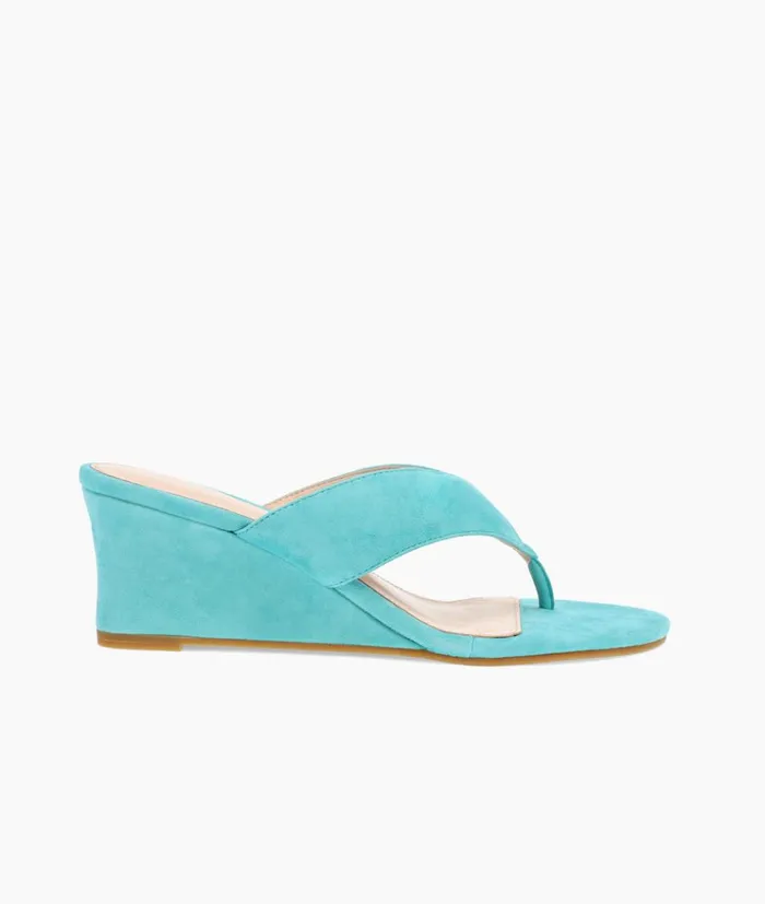 Pelle Moda Abi Wedge 8211 Aqua Aqua Kid Suede Women Wedges