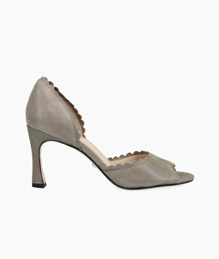 Pelle Moda Hollin Mid Heel 8211 Pewter Pewter Shimmer Suede Women High Heels