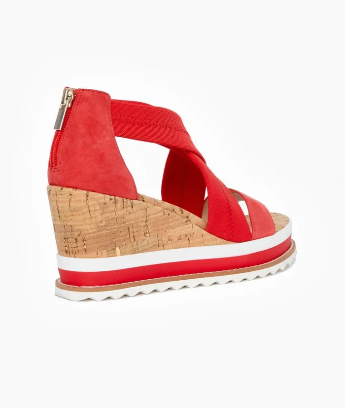 Pelle Moda Medina Wedge 8211 Flame Flame Kid SuedeStretch Mesh Women Wedges Pelle Moda Medina Wedge 8211 Flame Flame Kid SuedeStretch Mesh Women Wedges
