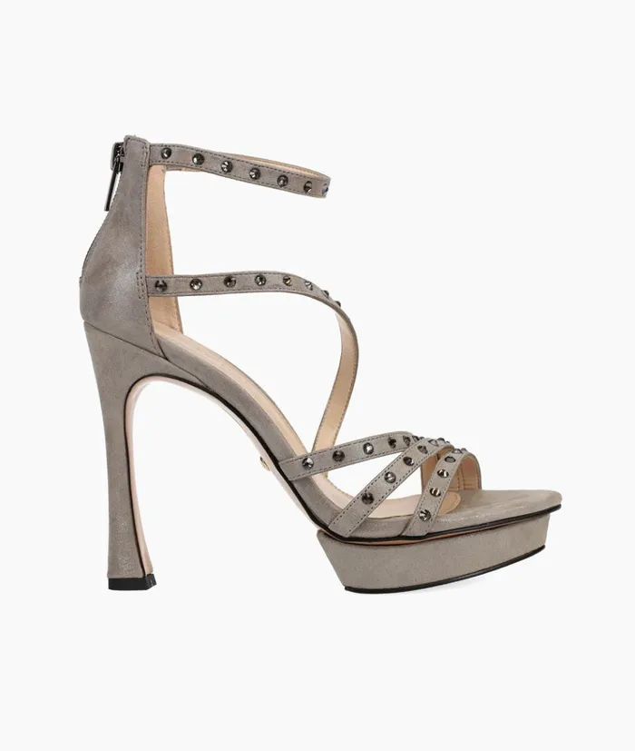 Pelle Moda Neela Platform 8211 Pewter Pewter Shimmer Suede Women High Heels