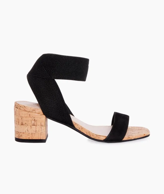 Pelle Moda Warren Sandal 8211 Black Black NubuckElastic Women Low Heels