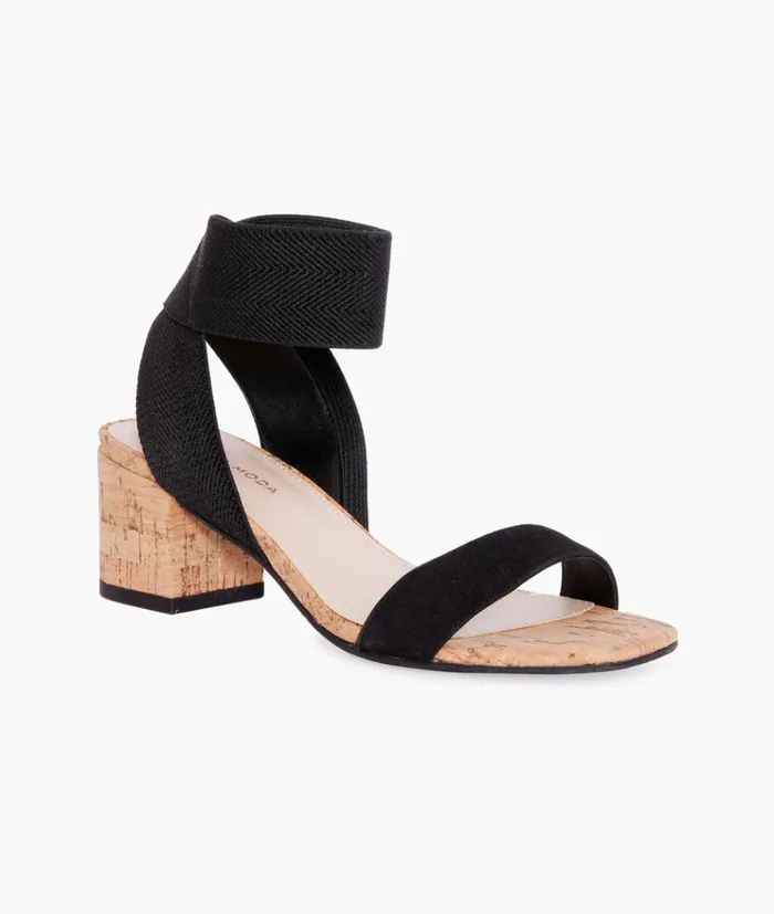 Pelle Moda Warren Sandal 8211 Black Black NubuckElastic Women Low Heels Pelle Moda Warren Sandal 8211 Black Black NubuckElastic Women Low Heels