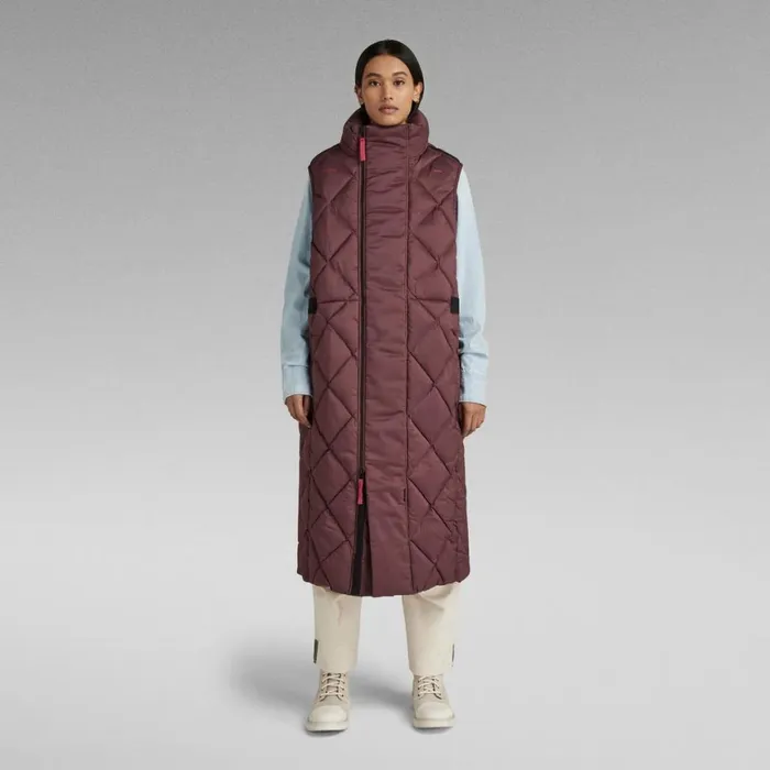 Puffer Jackets Women GStar RAW GWhistler Padded Extra Long Sleeveless Puffer Vineyard Wine Puffer Jackets Women GStar RAW GWhistler Padded Extra Long Sleeveless Puffer Vineyard Wine